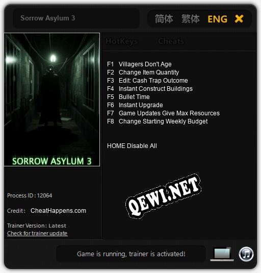Sorrow Asylum 3: Читы, Трейнер +8 [CheatHappens.com]