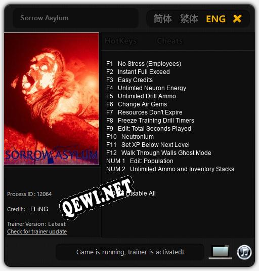 Трейнер для Sorrow Asylum [v1.0.3]