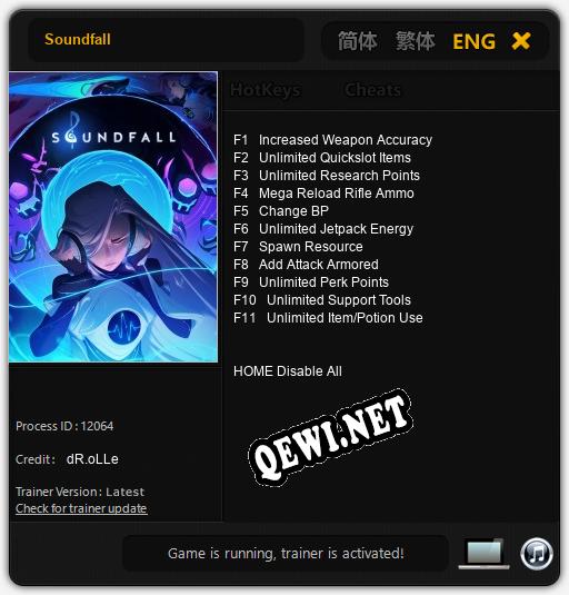 Soundfall: Трейнер +11 [v1.7]