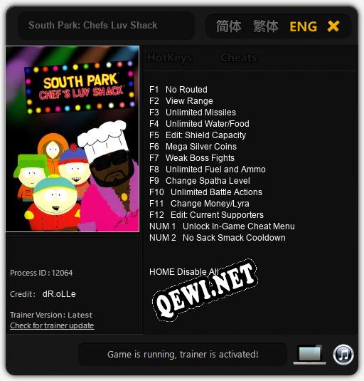Трейнер для South Park: Chefs Luv Shack [v1.0.1]