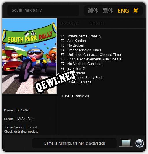 South Park Rally: Трейнер +11 [v1.6]