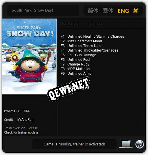 Трейнер для South Park: Snow Day! [v1.0.5]