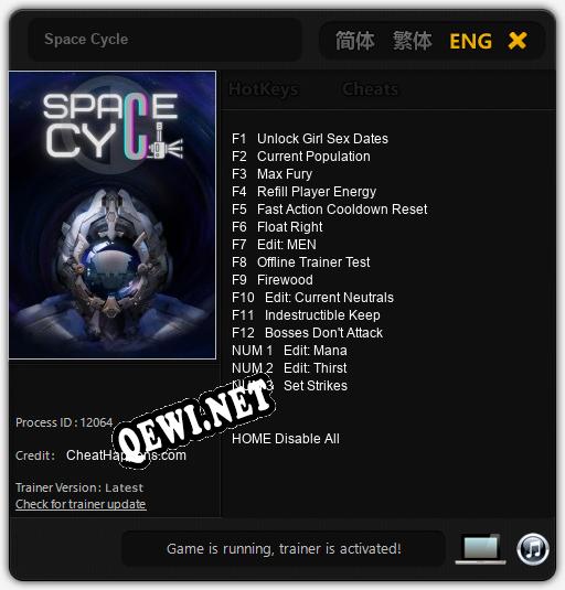 Трейнер для Space Cycle [v1.0.6]
