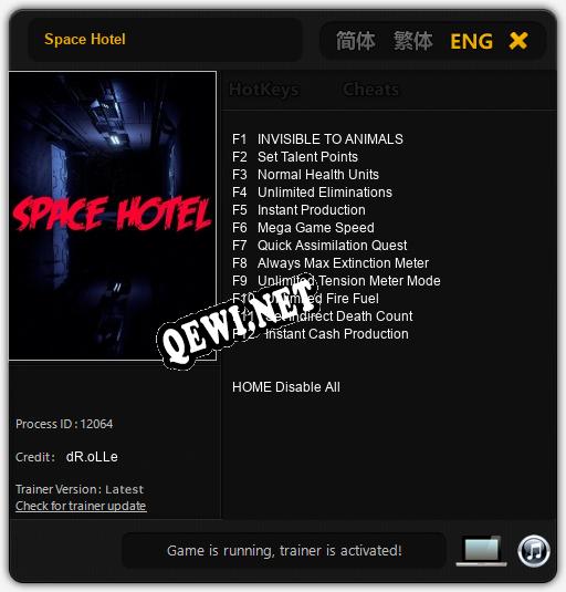 Трейнер для Space Hotel [v1.0.7]