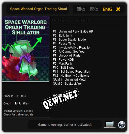 Трейнер для Space Warlord Organ Trading Simulator [v1.0.3]