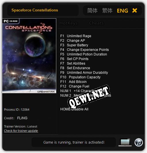 Трейнер для Spaceforce Constellations [v1.0.3]