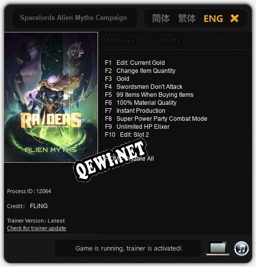 Spacelords Alien Myths Campaign: ТРЕЙНЕР И ЧИТЫ (V1.0.59)