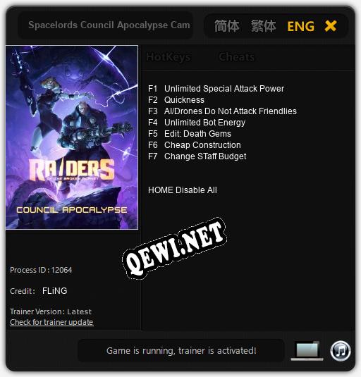 Spacelords Council Apocalypse Campaign: ТРЕЙНЕР И ЧИТЫ (V1.0.41)