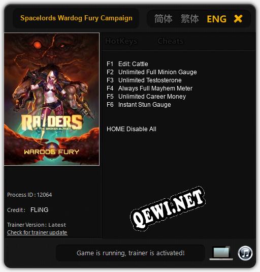 Spacelords Wardog Fury Campaign: ТРЕЙНЕР И ЧИТЫ (V1.0.37)