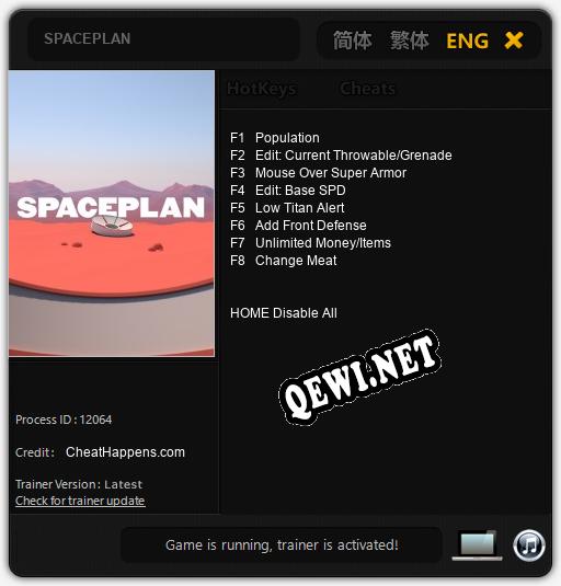 SPACEPLAN: Трейнер +8 [v1.1]