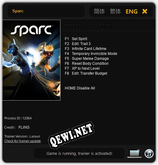 Sparc: Читы, Трейнер +6 [MrAntiFan]