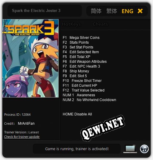 Трейнер для Spark the Electric Jester 3 [v1.0.6]