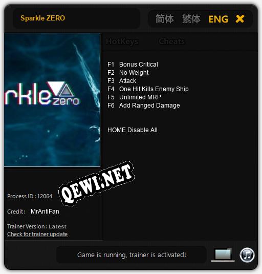 Трейнер для Sparkle ZERO [v1.0.9]