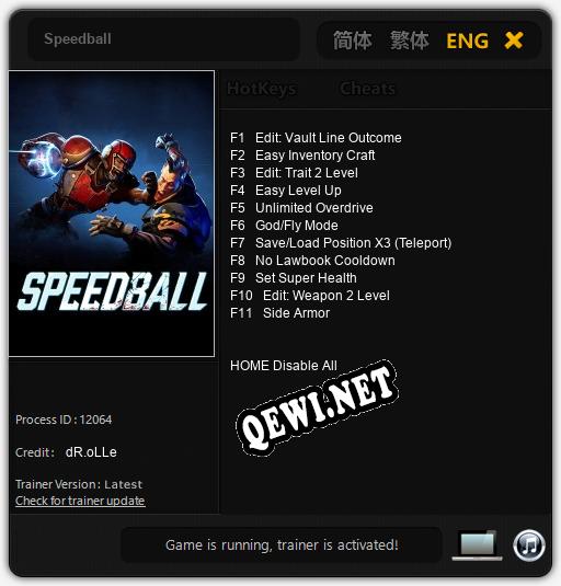 Speedball: Трейнер +11 [v1.2]