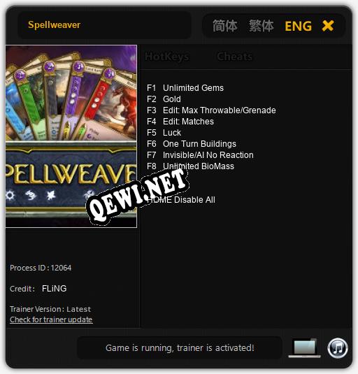 Трейнер для Spellweaver [v1.0.8]