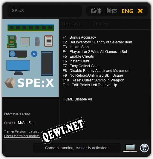 SPE:X: ТРЕЙНЕР И ЧИТЫ (V1.0.92)