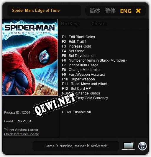 Трейнер для Spider-Man: Edge of Time [v1.0.6]