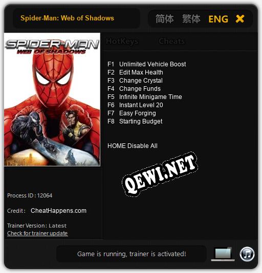 Трейнер для Spider-Man: Web of Shadows [v1.0.5]