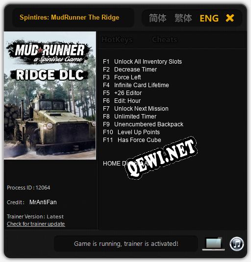 Spintires: MudRunner The Ridge: Читы, Трейнер +11 [MrAntiFan]