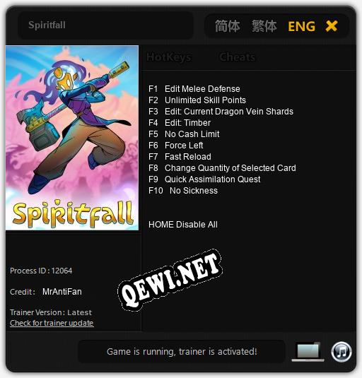 Spiritfall: Трейнер +10 [v1.2]