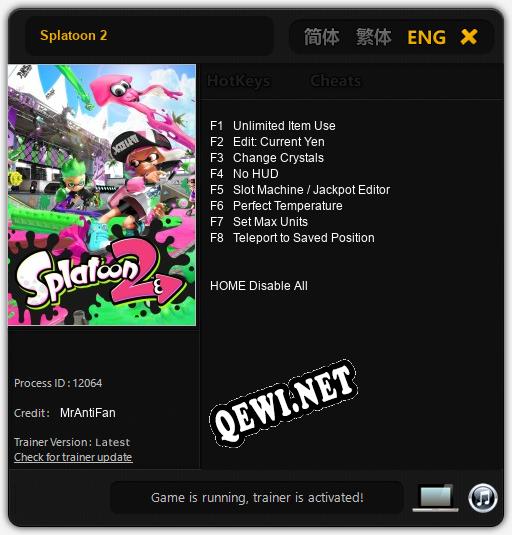 Splatoon 2: Читы, Трейнер +8 [MrAntiFan]