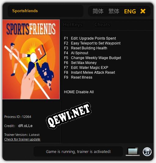 Трейнер для Sportsfriends [v1.0.5]