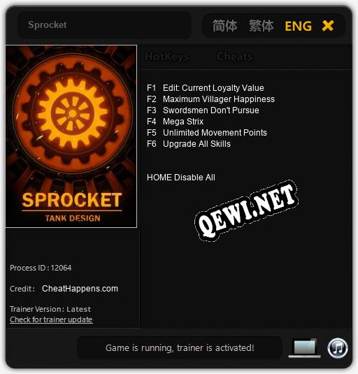 Трейнер для Sprocket [v1.0.1]