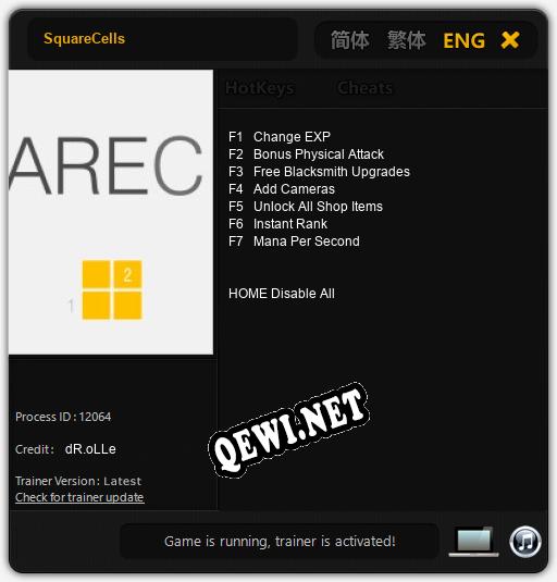 SquareCells: Трейнер +7 [v1.8]