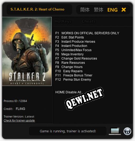 S.T.A.L.K.E.R. 2: Heart of Chernobyl: Читы, Трейнер +12 [FLiNG]