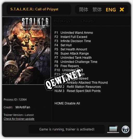 S.T.A.L.K.E.R.: Call of Pripyat: Читы, Трейнер +15 [MrAntiFan]