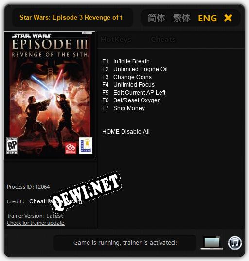 Star Wars: Episode 3 Revenge of the Sith: ТРЕЙНЕР И ЧИТЫ (V1.0.97)