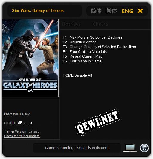 Трейнер для Star Wars: Galaxy of Heroes [v1.0.3]