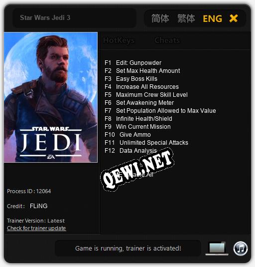 Трейнер для Star Wars Jedi 3 [v1.0.3]