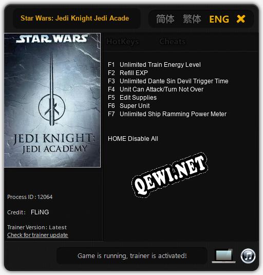 Трейнер для Star Wars: Jedi Knight Jedi Academy [v1.0.8]