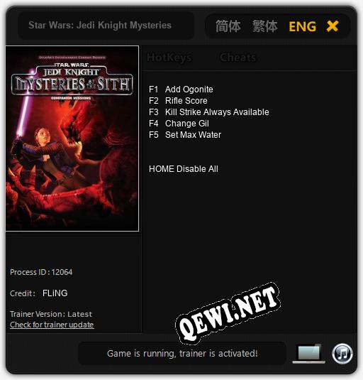 Трейнер для Star Wars: Jedi Knight Mysteries of the Sith [v1.0.2]