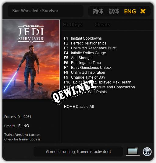 Star Wars Jedi: Survivor: Трейнер +12 [v1.3]