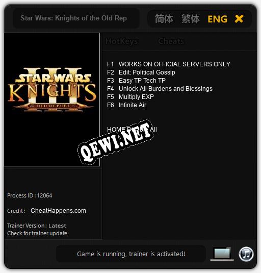 Star Wars: Knights of the Old Republic 3: ТРЕЙНЕР И ЧИТЫ (V1.0.78)