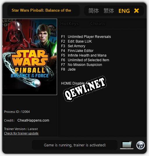 Star Wars Pinball: Balance of the Force: Трейнер +8 [v1.8]