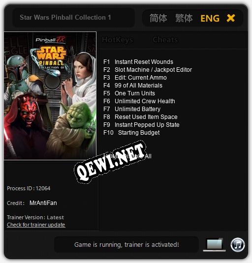 Star Wars Pinball Collection 1: ТРЕЙНЕР И ЧИТЫ (V1.0.1)