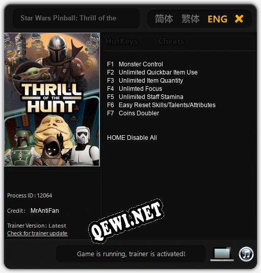 Star Wars Pinball: Thrill of the Hunt: Читы, Трейнер +7 [MrAntiFan]