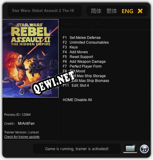 Трейнер для Star Wars: Rebel Assault 2 The Hidden Empire [v1.0.6]