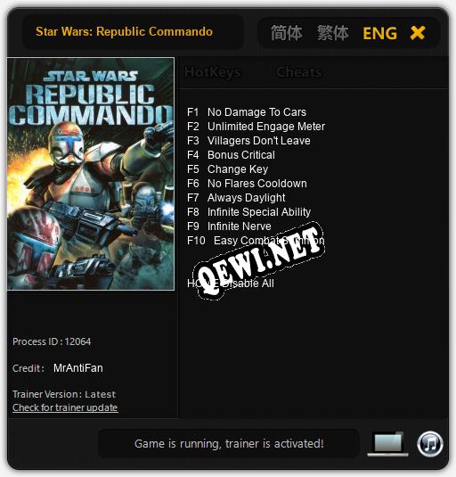 Трейнер для Star Wars: Republic Commando [v1.0.6]