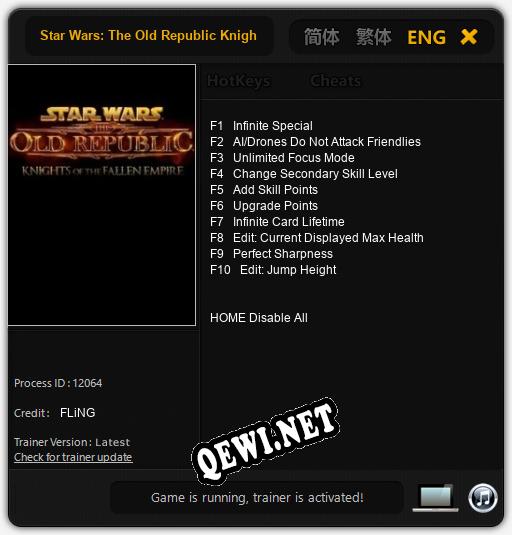 Star Wars: The Old Republic Knights of the Fallen Empire: Читы, Трейнер +10 [FLiNG]