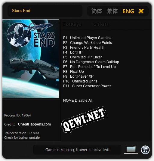 Трейнер для Stars End [v1.0.9]