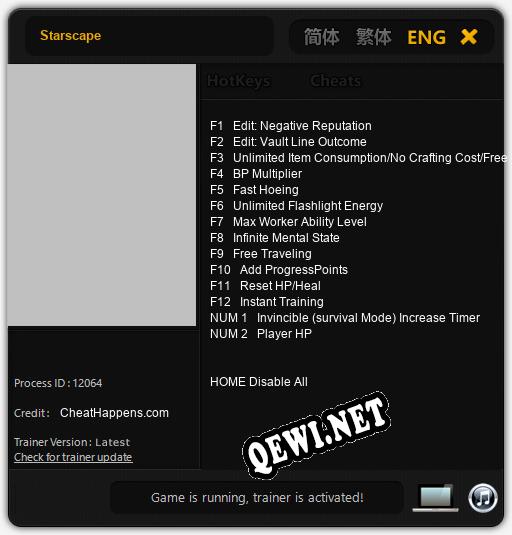 Трейнер для Starscape [v1.0.9]