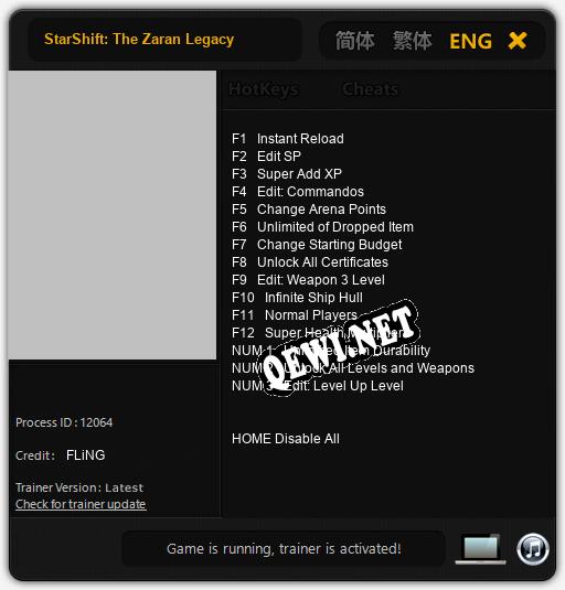 Трейнер для StarShift: The Zaran Legacy [v1.0.3]