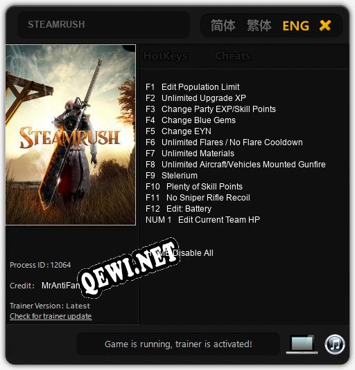 Трейнер для STEAMRUSH [v1.0.7]