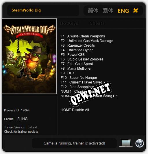 Трейнер для SteamWorld Dig [v1.0.3]