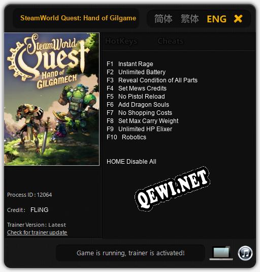 SteamWorld Quest: Hand of Gilgamech: Трейнер +10 [v1.4]