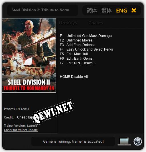 Трейнер для Steel Division 2: Tribute to Normandy 44 [v1.0.7]